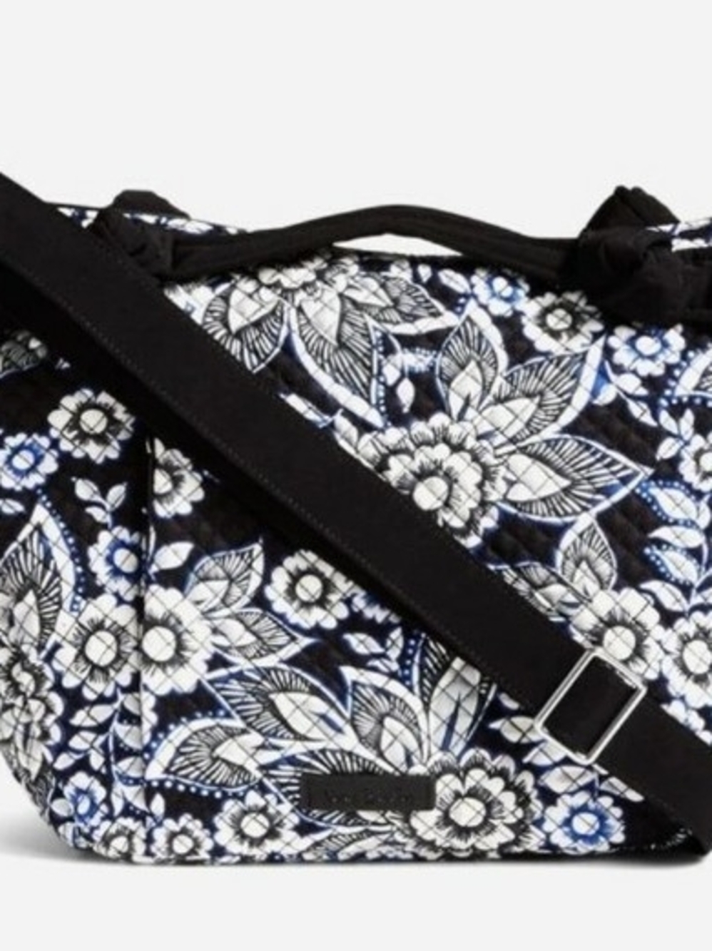 Vera Bradley Quilted Snow Lotus Print "On The Go" Satchel Bag - Black & White